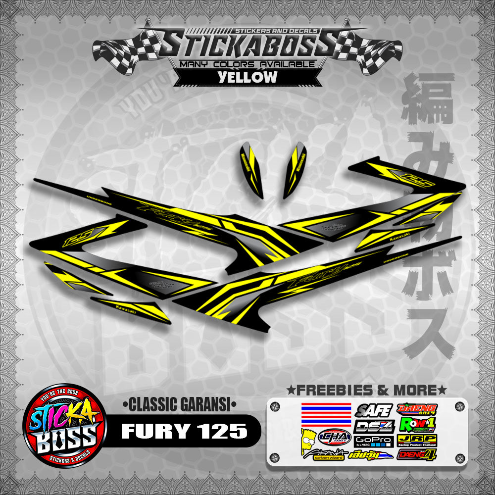 FURY 125 STICKER DECALS ( CLASSIC GARANSI )【WITH FREEBIES】