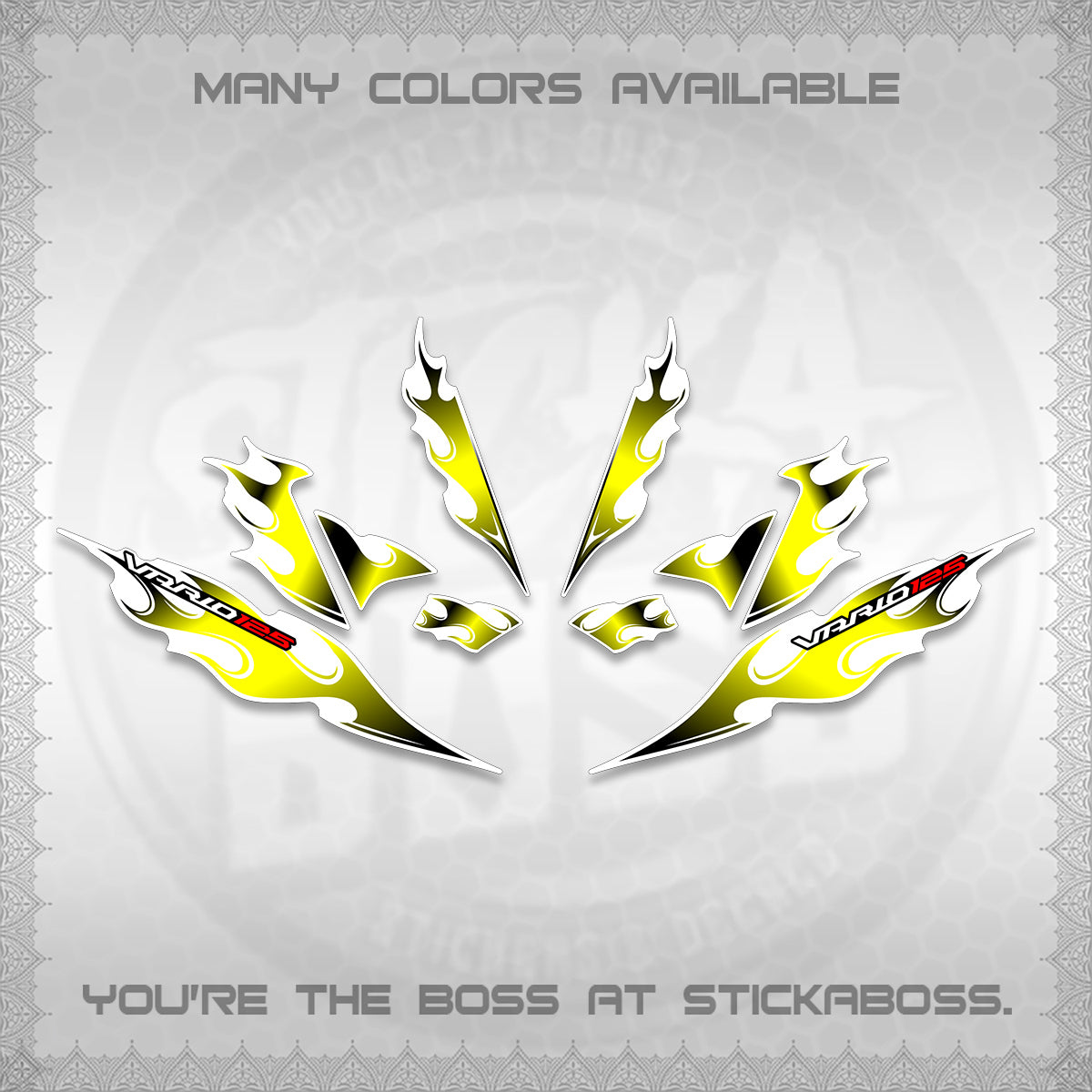 CLICK 125 V4 FOR WHITE VARIO DECALS (2026 MOTIF FLAME 1 TONE)STICKER DECALS By STICKABOSS