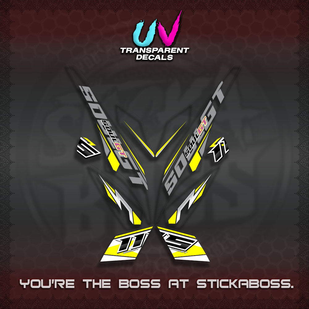 MIO SOUL I 115 GT INDO UV TRANSPARENT DECALS(0005 DESIGN)STICKER DECALS By STICKABOSS