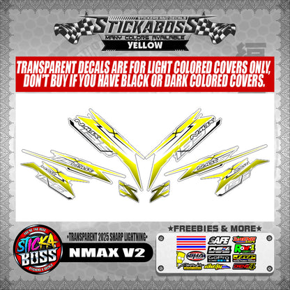 NMAX V2 INDO STICKER DECALS ( TRANSPARENT 2025 SHARP LIGHTNING )【WITH FREEBIES】