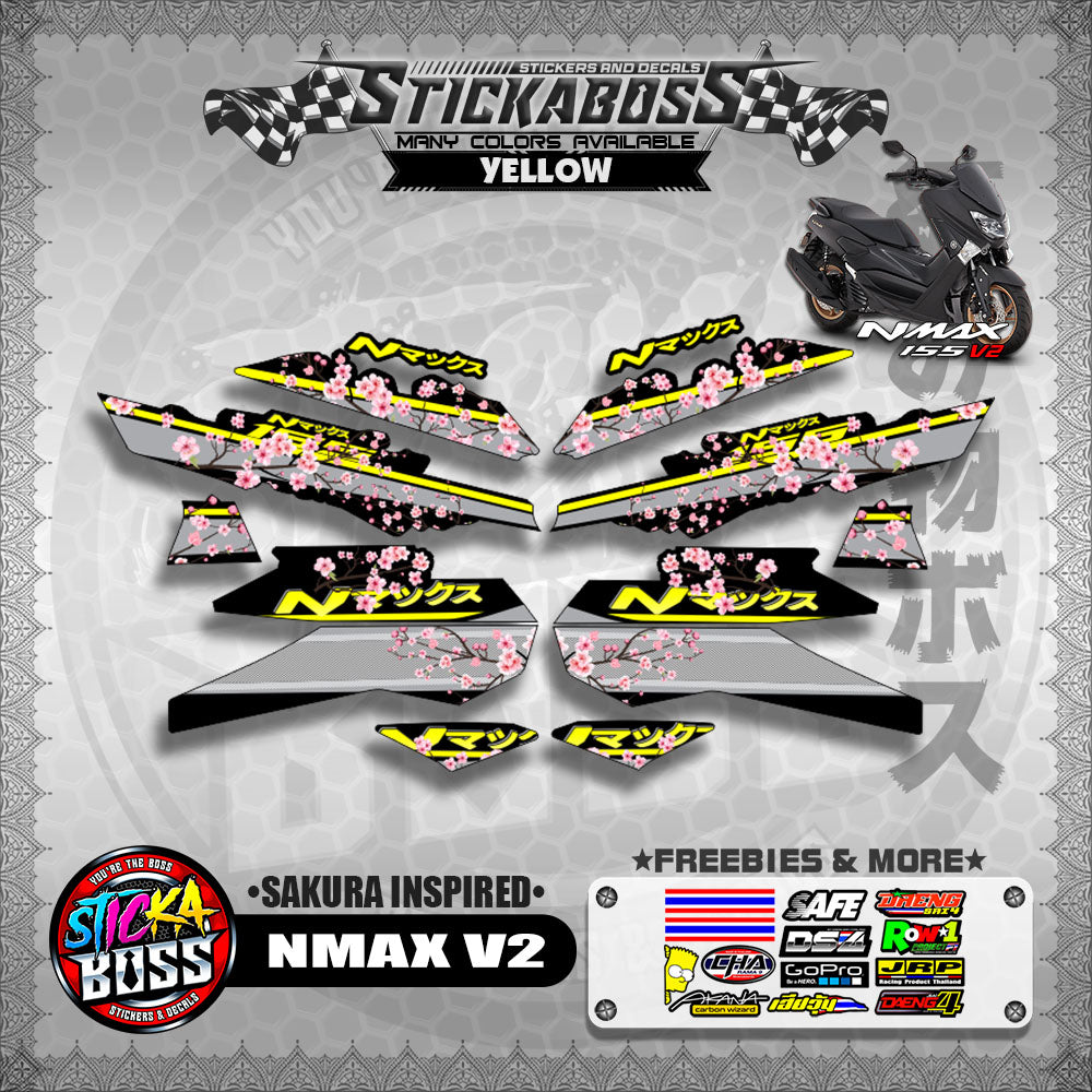NMAX V2 STICKER DECALS ( SAKURA INSPIRED )【WITH FREEBIES】