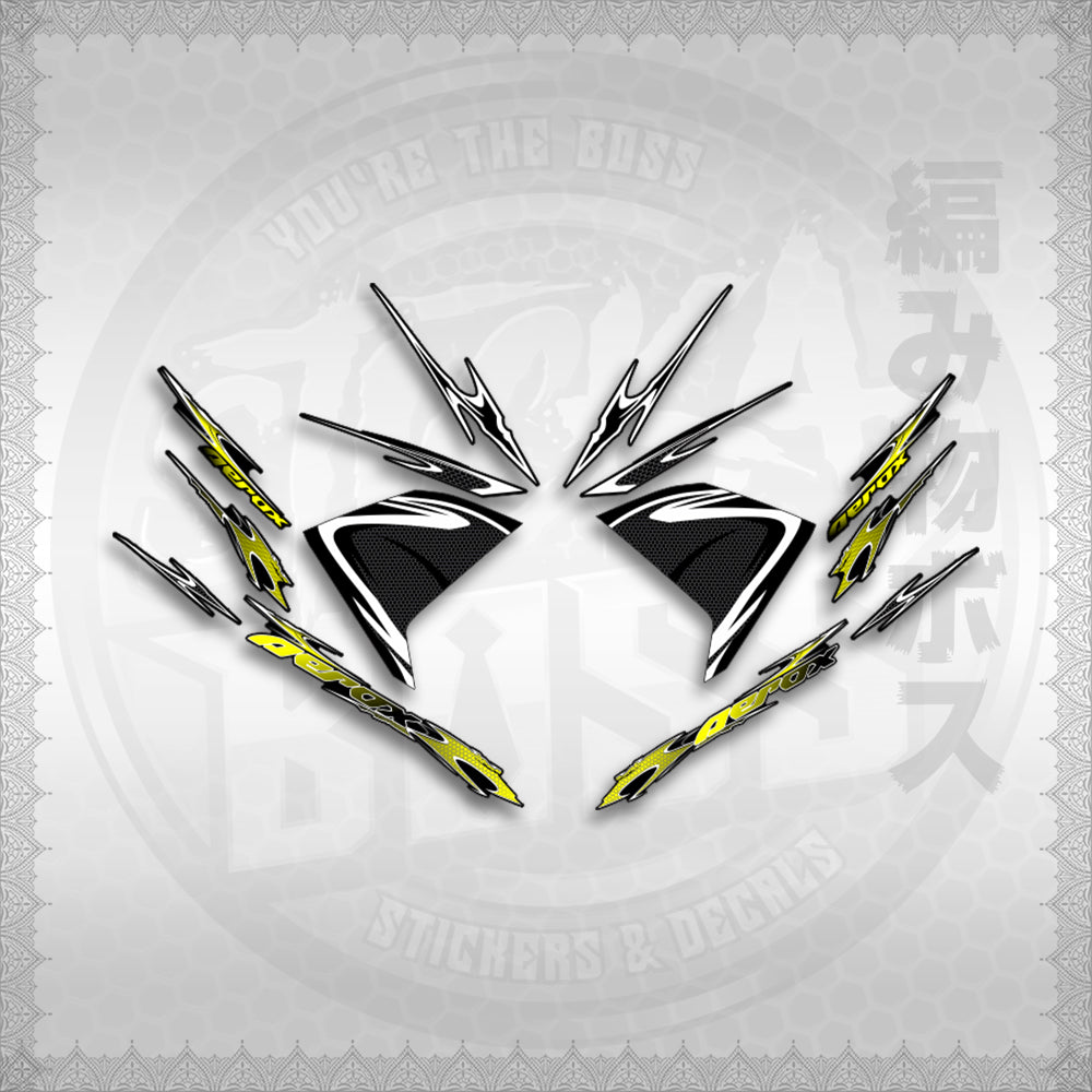 STICKER DECALS for AEROX 155 V1 (AV125LENEMOHO) By STICKABOSS (SOFIE LAMINATED WATERPROOF)