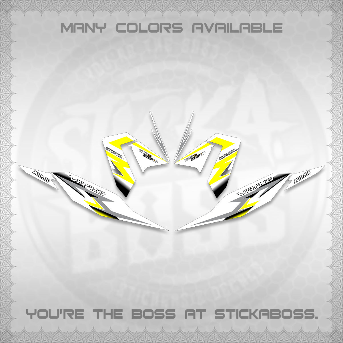 CLICK 125 V4 VARIO FOR WHITE DECALS (2026 VR0006 DESIGN) STICKER KITS BY STICKABOSS