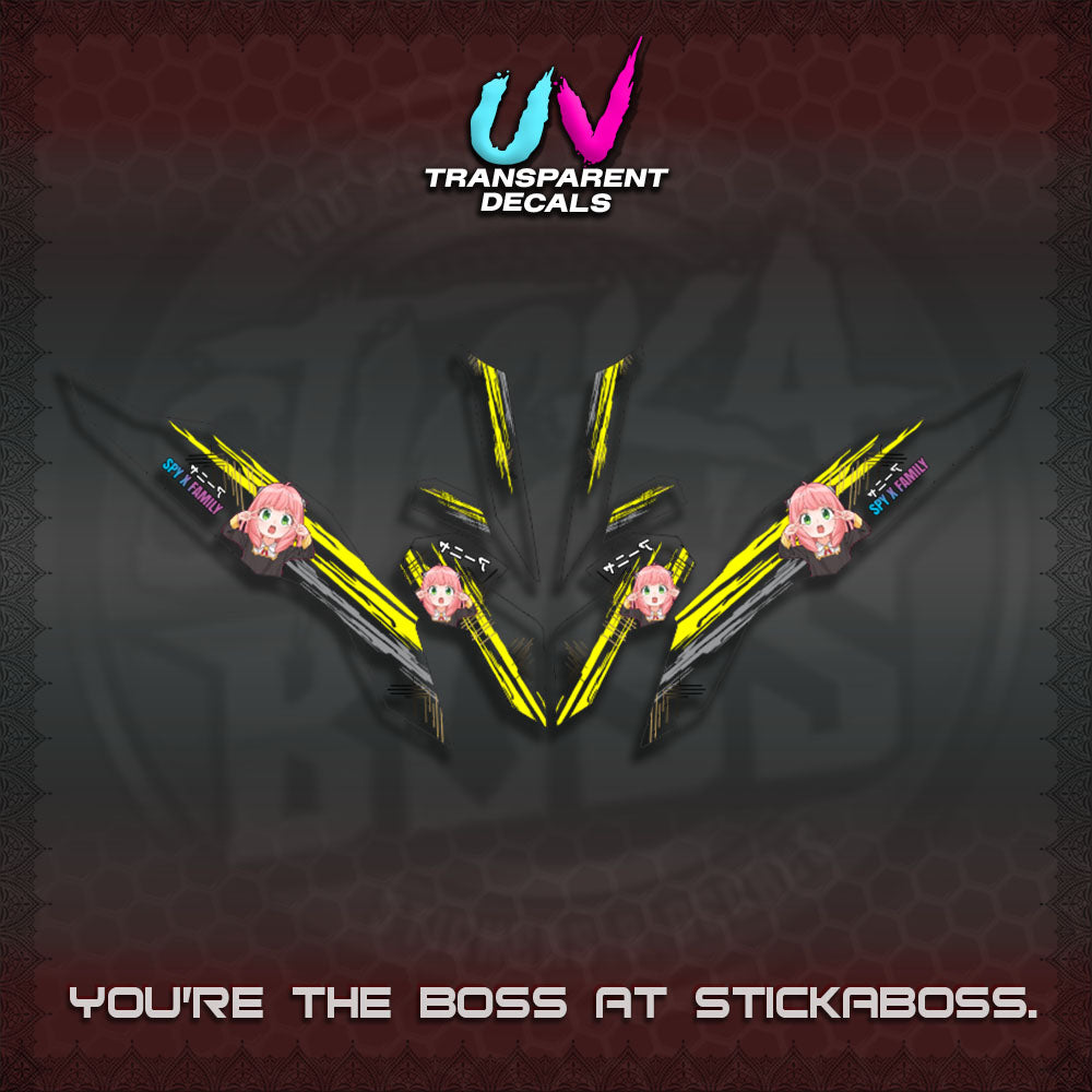 【PREMIUM UV PRINT】TRANSPARENT CLICK V3   DECALS (ANYA MOTIF DESIGN)STICKER DECALS By STICKABOSS