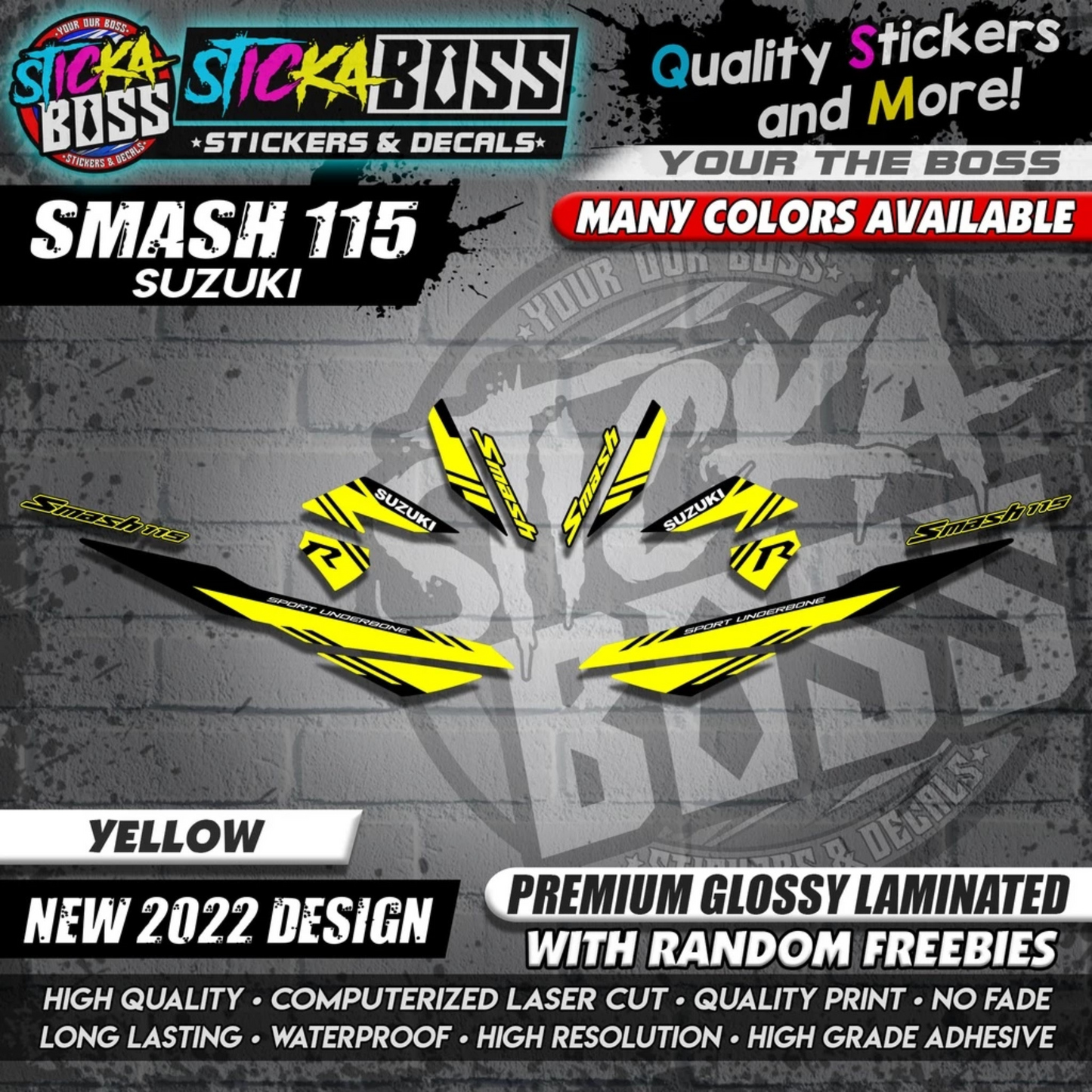 Suzuki Smash 115 Stock Decals (NEW 2022 DESIGN)【WITH FREEBIES】
