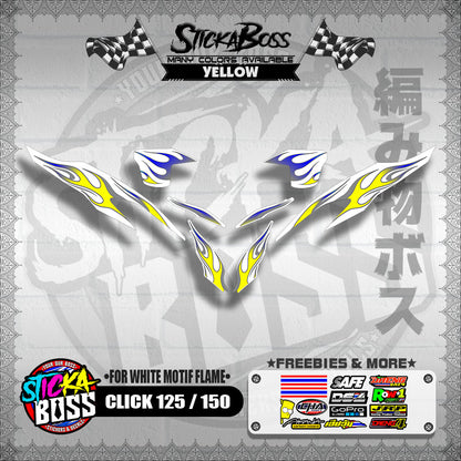 CLICK 125 / 150 V2 DECALS ( FOR WHITE MOTIF FLAME )【WITH FREEBIES】