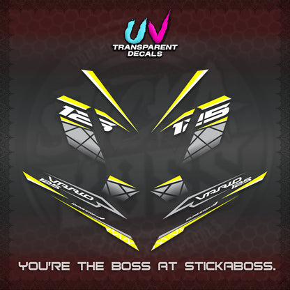 CLICK 125 V4 VARIO UV TRANSPARENT DECALS (2026 MODERN STRIPE DESIGN) STICKER KITS BY STICKABOSS