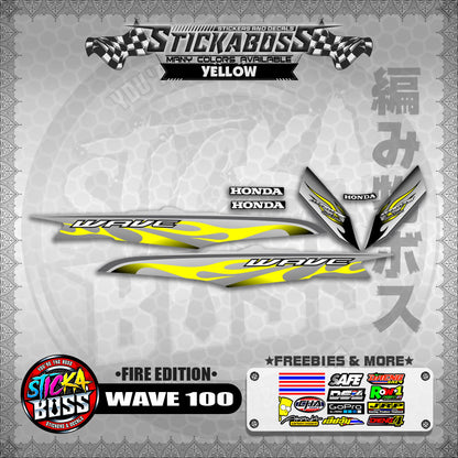 WAVE 100 STICKER DECALS ( FIRE EDITION )【WITH FREEBIES】