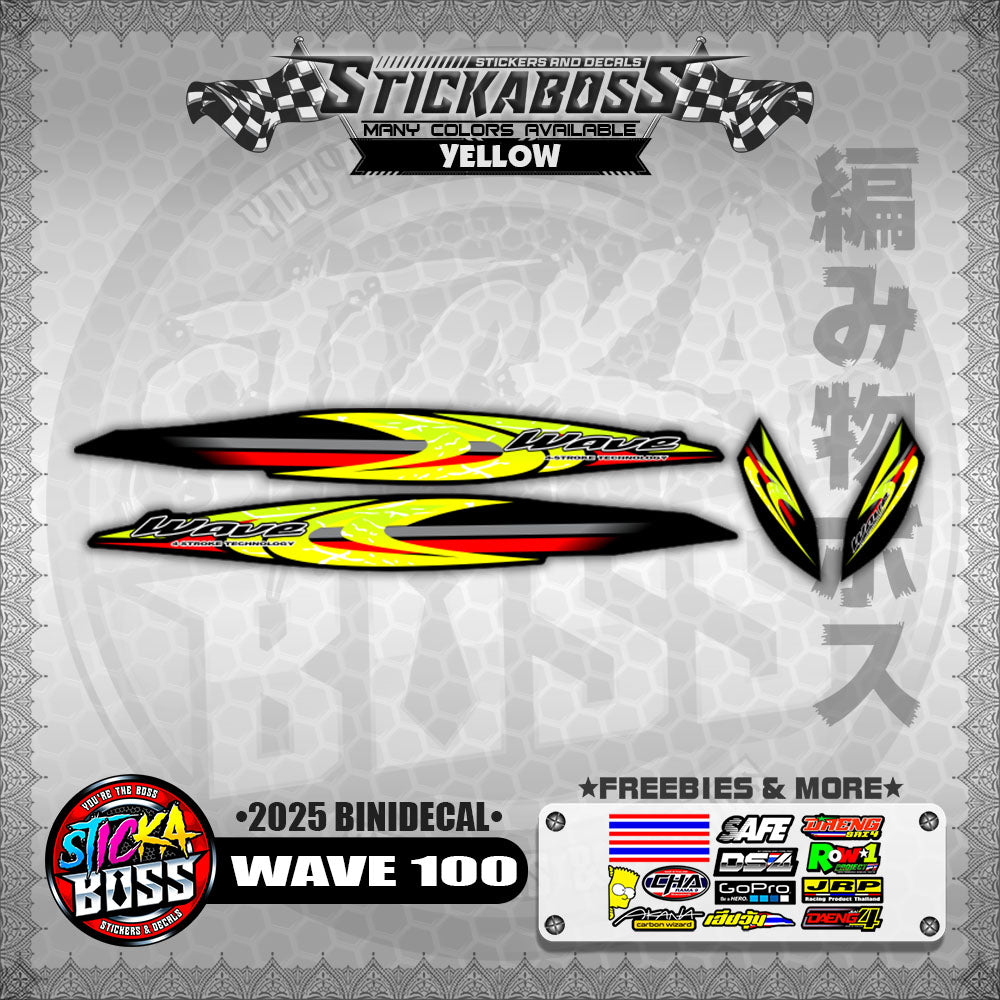 WAVE 100 STICKER DECALS ( 2025 BINIDECAL )【WITH FREEBIES】