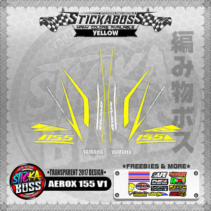 【PREMIUM UV PRINT】TRANSPARENT AEROX 155 V1 STOCK DECALS ( 2017 DESIGNS )【WITH FREEBIES】