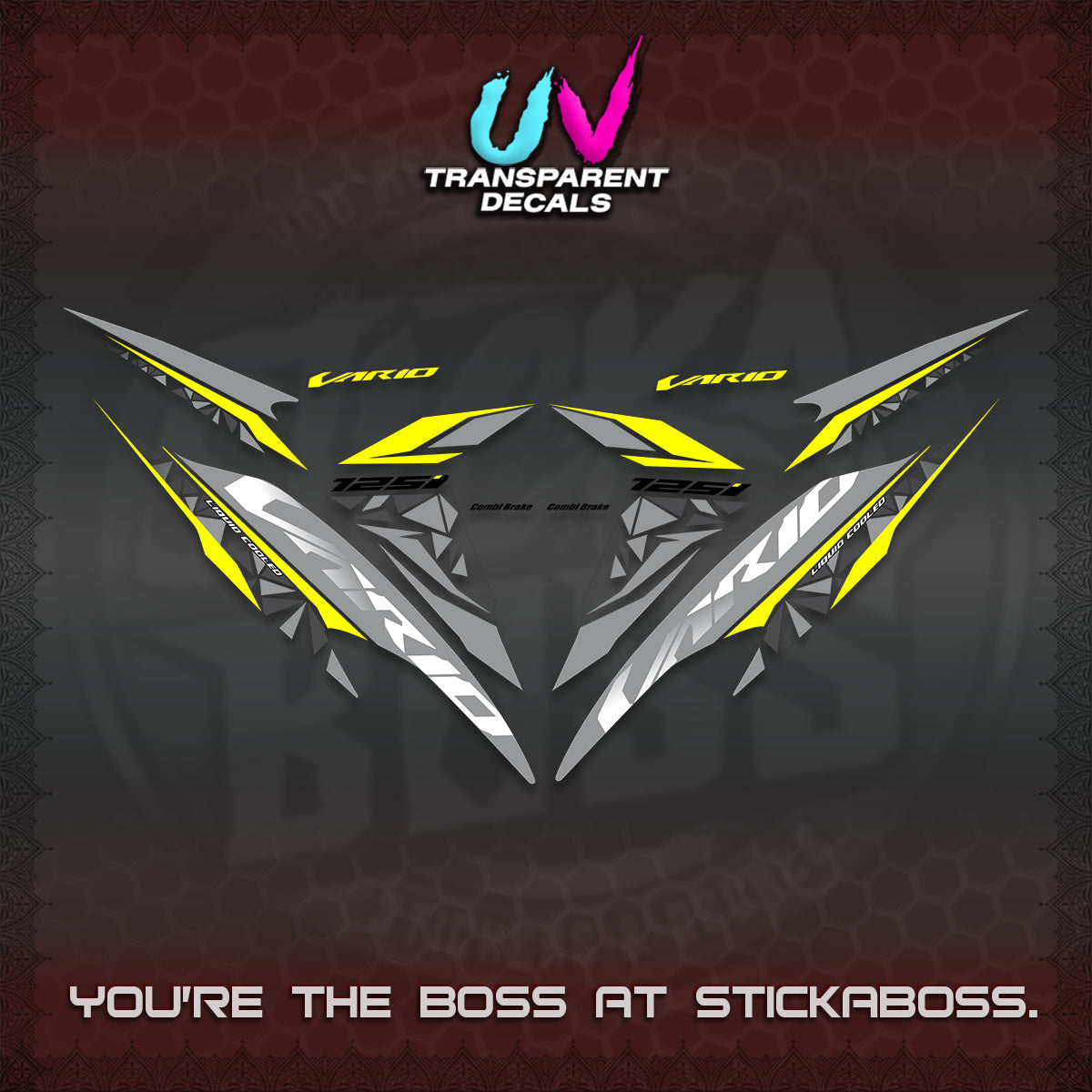 CLICK 125 V2 VARIO UV TRANSPARENT DECALS (2018–2022 STYLE DESIGN) STICKER DECALS BY STICKABOSS