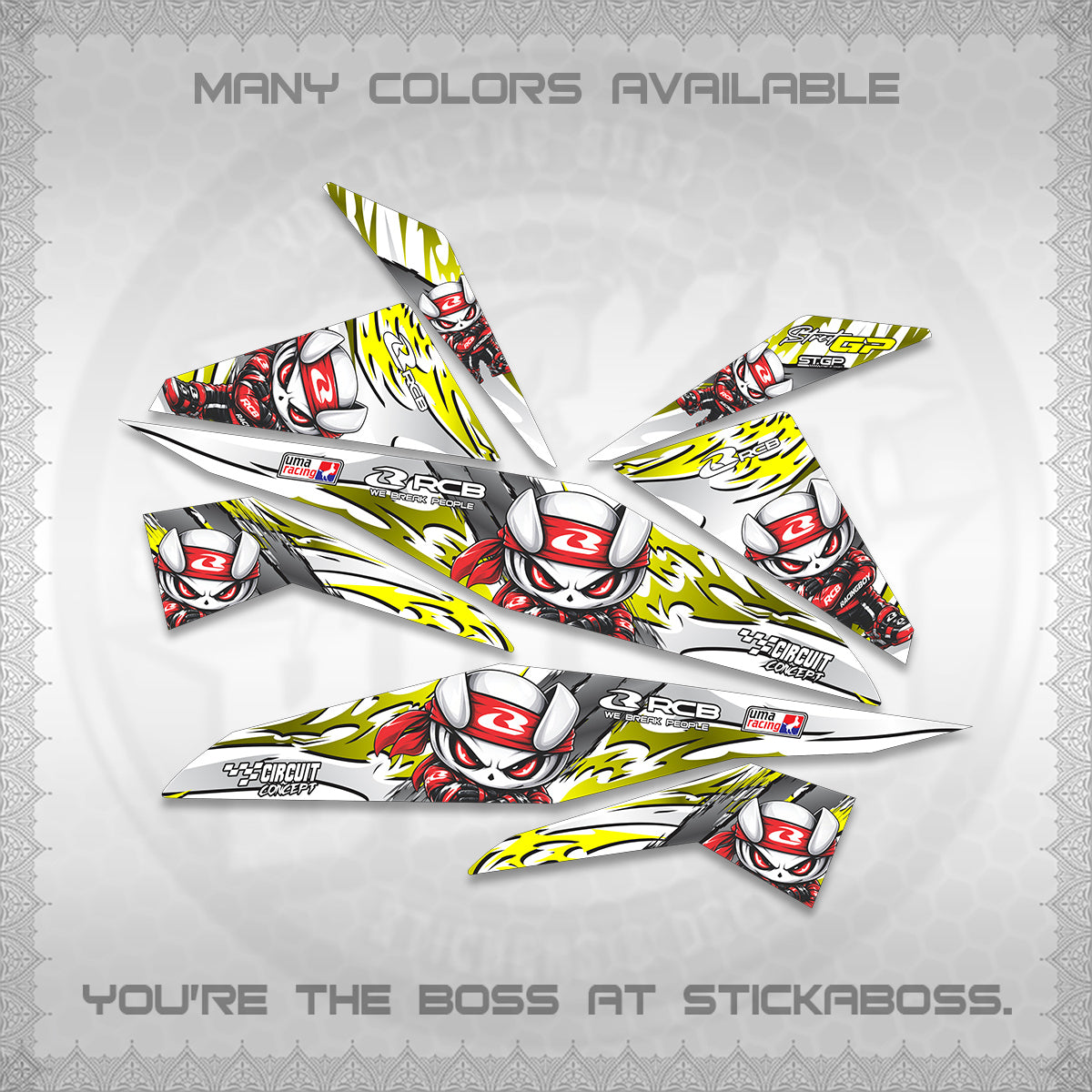 BEAT FI V1 FOR WHITE DECALS (2026 NEW RCB 2.0 DESIGN) STICKER KITS BY STICKABOSS