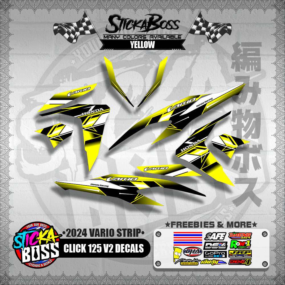 CLICK 125 V2 DECALS ( 2024 VARIO STRIP )【WITH FREEBIES】