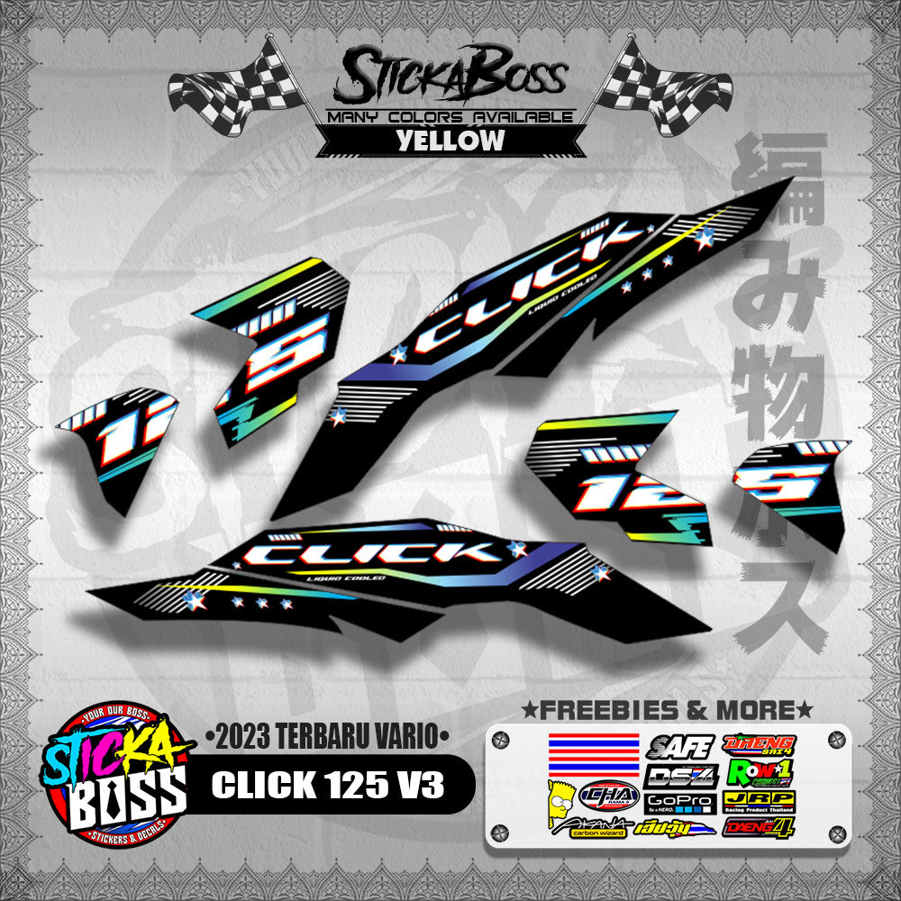 CLICK 125 V3 DECALS ( 2023 TERBARU VARIO ) [ PREMIUM GLOSSY LAMINATED ]【WITH FREEBIES】