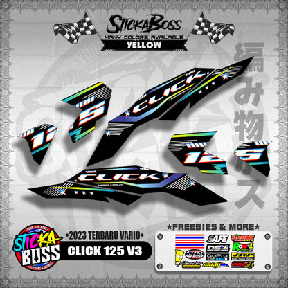 CLICK 125 V3 DECALS ( 2023 TERBARU VARIO ) [ PREMIUM GLOSSY LAMINATED ]【WITH FREEBIES】