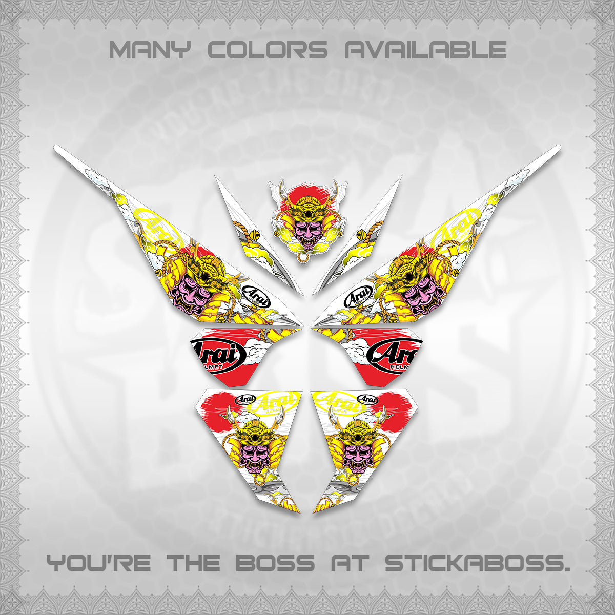 CLICK 125 V1 VARIO FOR WHITE DECALS (2026 NEW SAMURAI MOTIF) STICKER KITS BY STICKABOSS