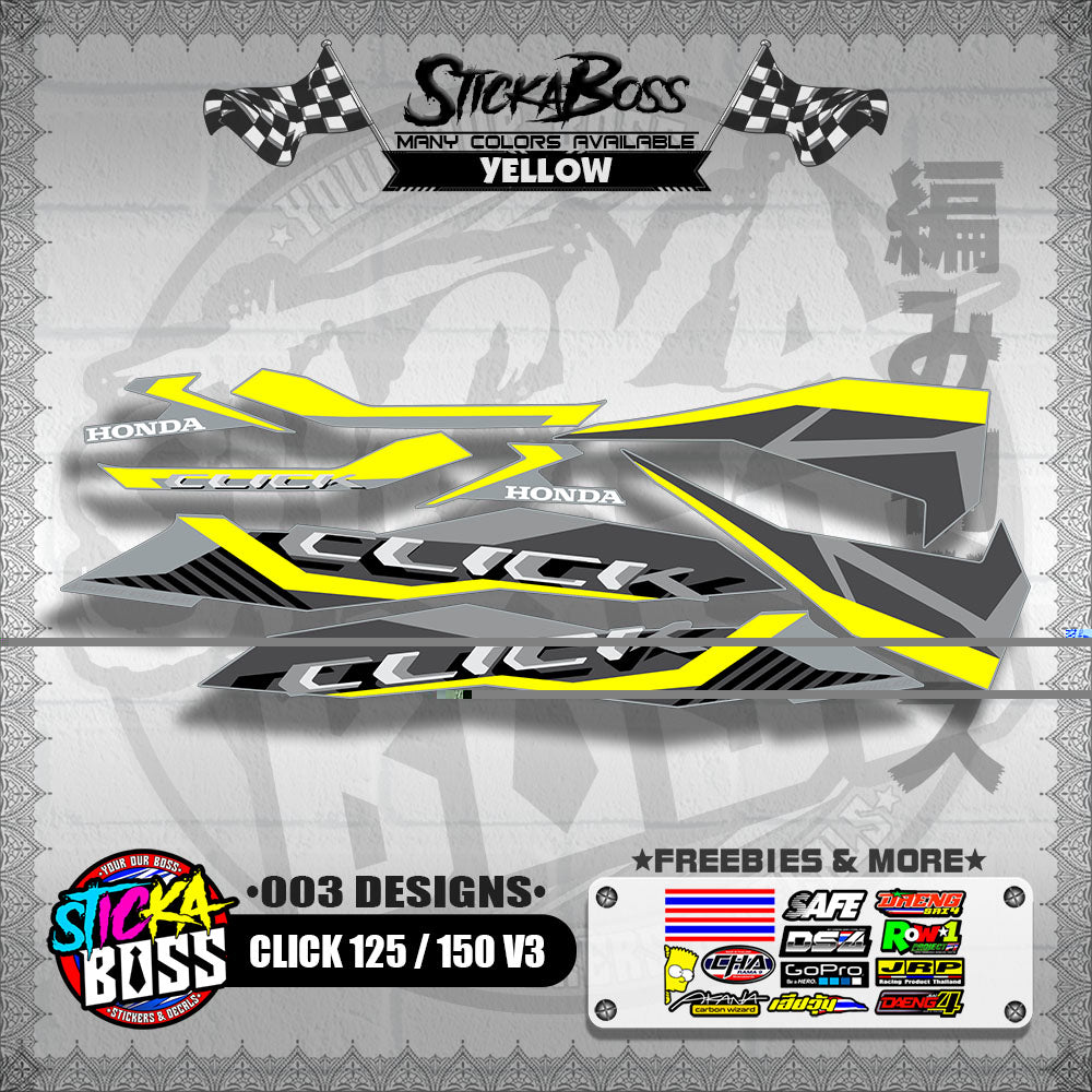 CLICK 125 / 150 V3 STOCK DECALS ( 003 DESIGNS )【WITH FREEBIES】