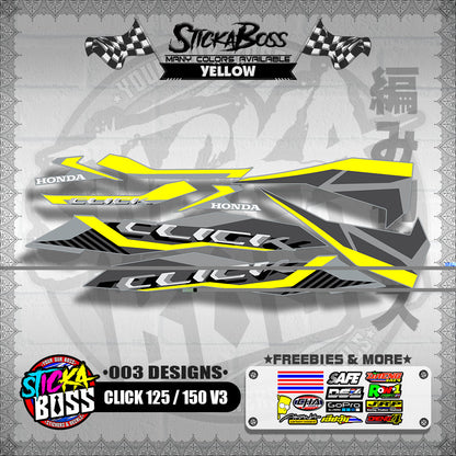 CLICK 125 / 150 V3 STOCK DECALS ( 003 DESIGNS )【WITH FREEBIES】
