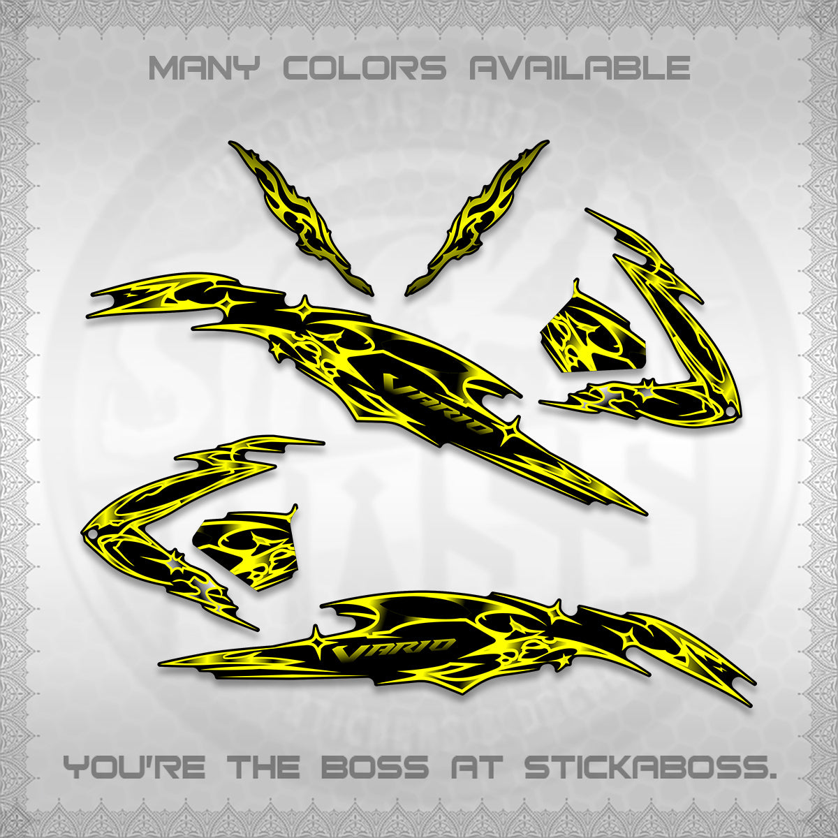 CLICK 125 V3 VARIO DECALS (2026 TRIBAL LIGHTNING DESIGN) STICKER KITS BY STICKABOSS