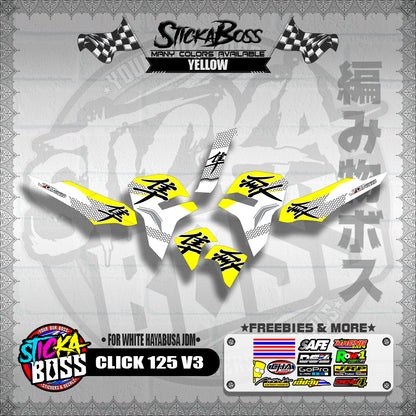 CLICK 125 V3 DECALS ( FOR WHITE HAYABUSA JDM )【WITH FREEBIES】