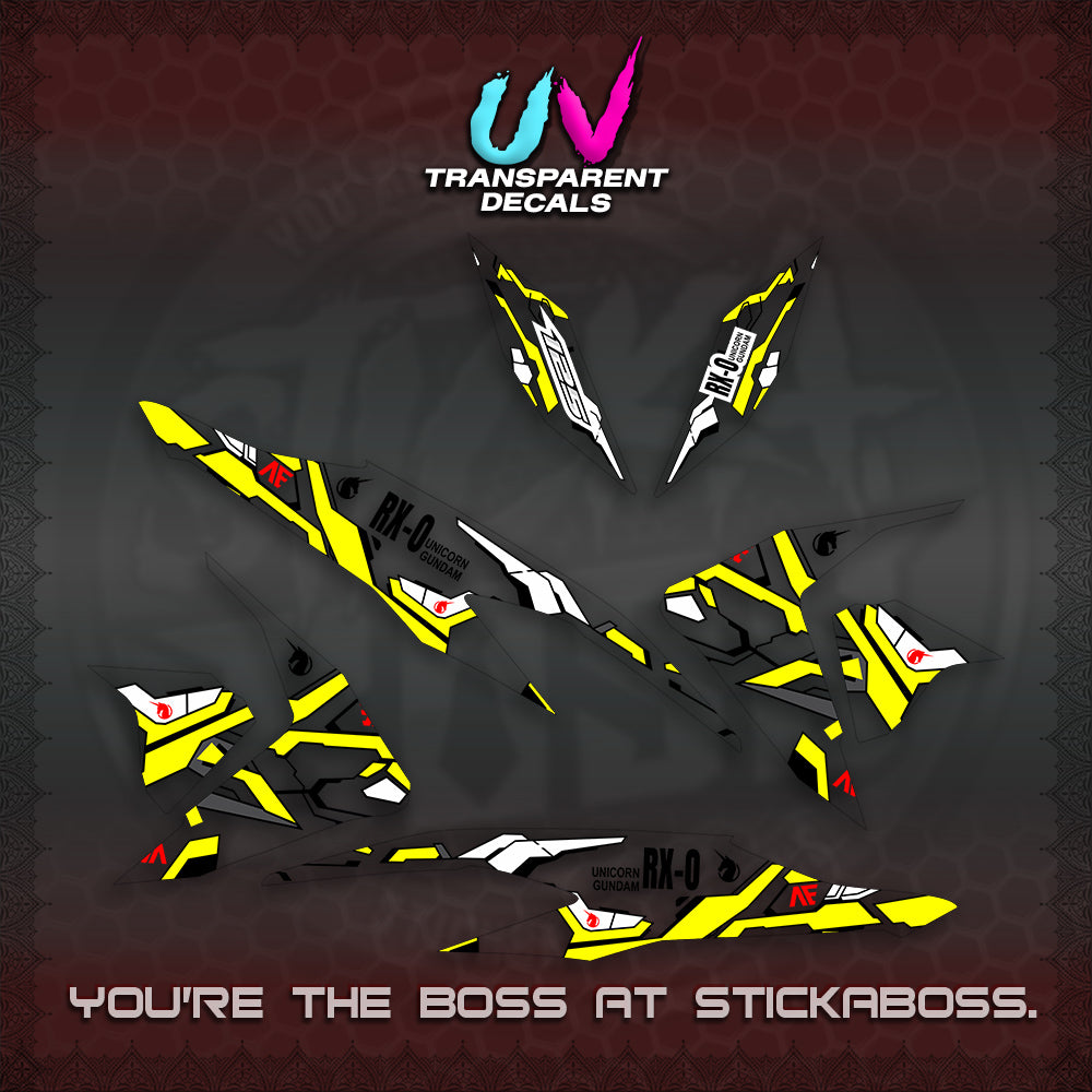 CLICK V2 UV TRANSPARENT VARIO DECALS (RX-O UNICORN GD)STICKER DECALS By STICKABOSS