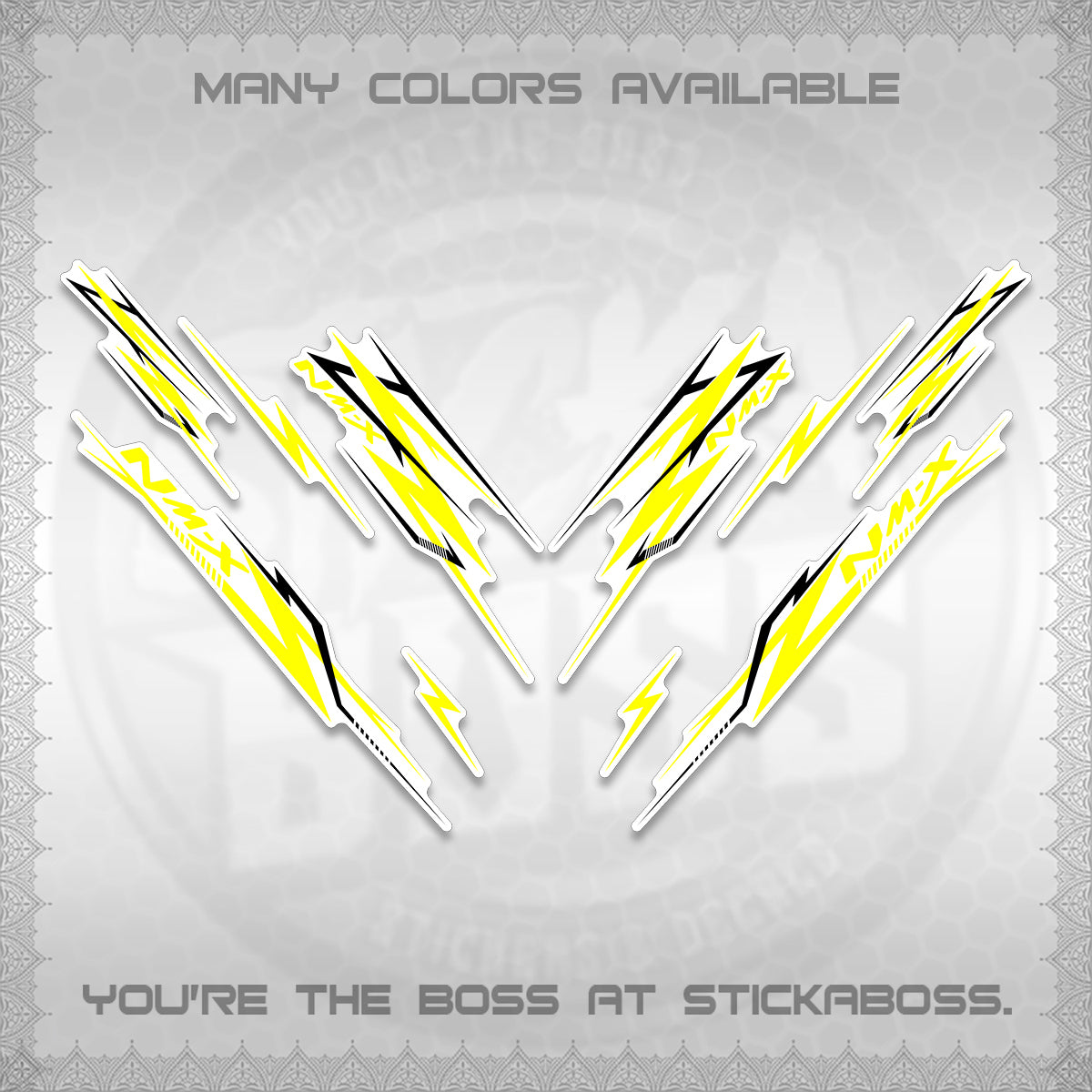 NMAX V2 FOR WHITE DECALS (2024 NM A8 STYLE) STICKER DECALS By STICKABOSS
