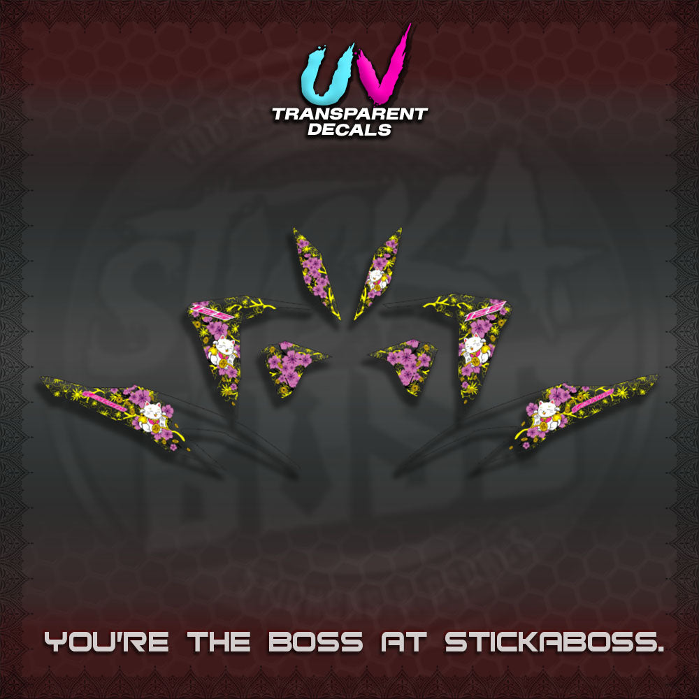 【PREMIUM UV PRINT】TRANSPARENT  CLICK 125 V2 DECALS (LUCKY CAT SAKURA STRIPING)By STICKABOSS