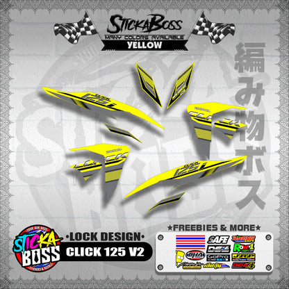 CLICK 125 V2 DECALS ( LOCK DESIGN )【WITH FREEBIES】