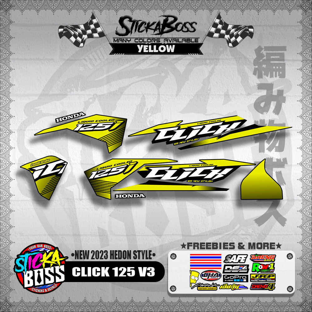 CLICK 125 V3 DECALS ( NEW 2023 HEDON STYLE )【WITH FREEBIES】