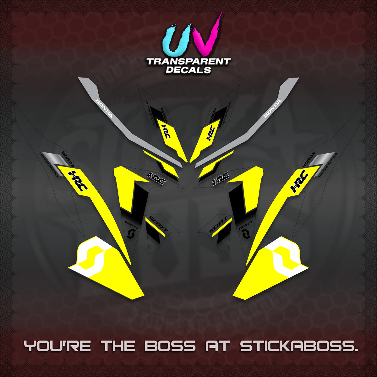 CLICK V2 UV TRANSPARENT DECALS (SCOTTxHRC DESIGN)STICKER KITS By STICKABOSS