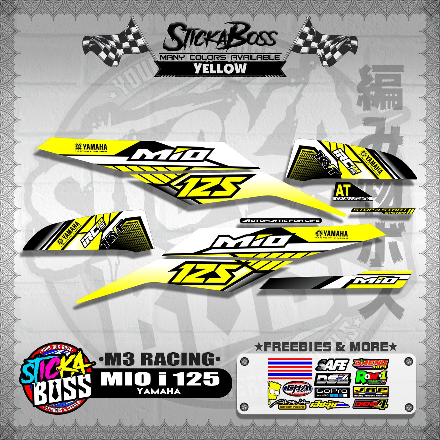 MIO i 125 STOCK DECALS ( M3 RACING ) 【WITH FREEBIES】