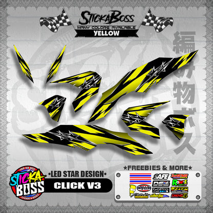 CLICK V3 DECALS ( LED STAR DESIGN )【WITH FREEBIES】