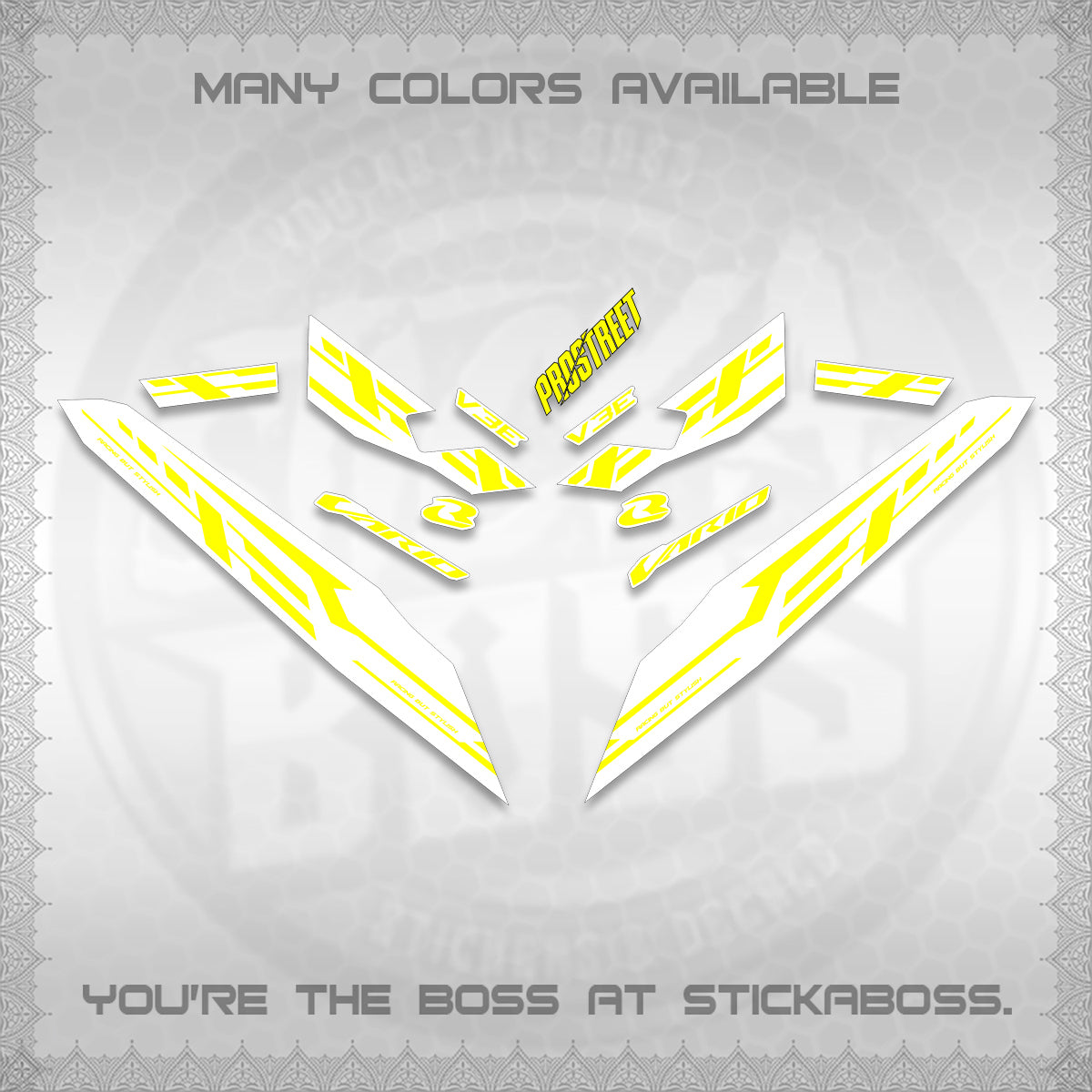 CLICK V3 FOR WHITE VARIO DECALS (2026 V3E 001 DESIGN)STICKER DECALS By STICKABOSS
