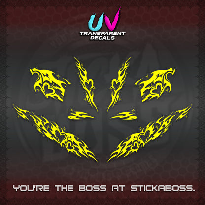 CLICK 125 V2 UV TRANSPARENT DECALS (2026 STRIPING HEART DESIGN) STICKER KITS BY STICKABOSS