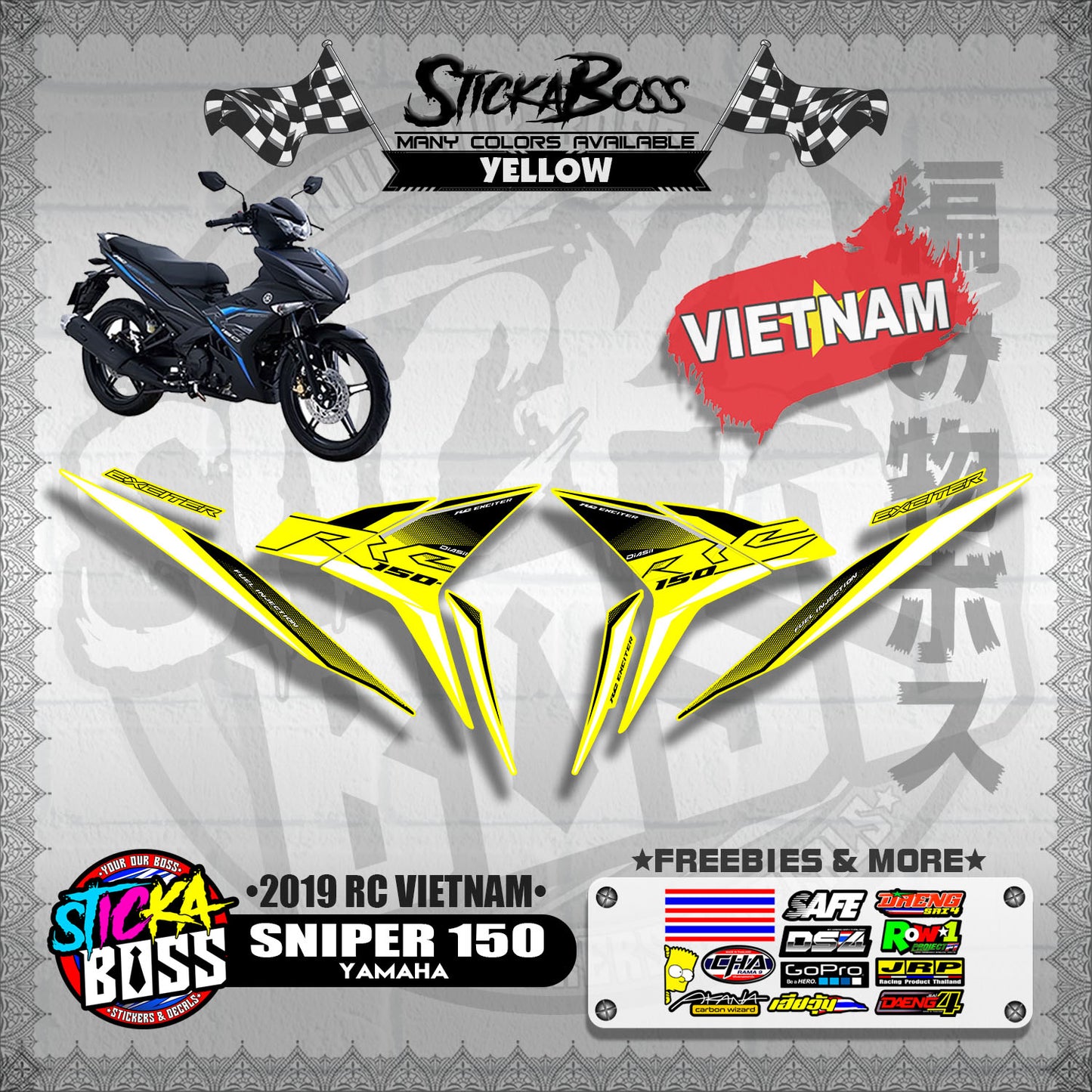 SNIPER 150 STOCK DECALS ( 2019 RC VIETNAM )【WITH FREEBIES】