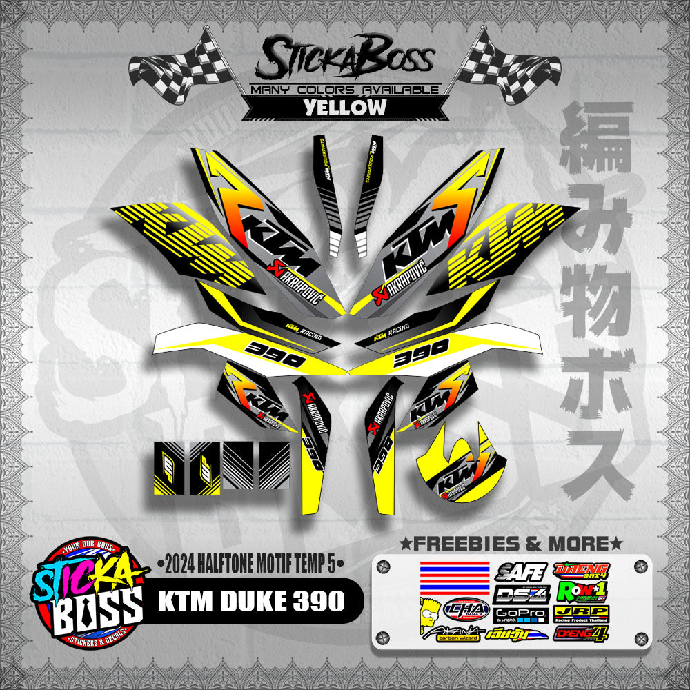 KTM DUKE 390 STICKER DECALS ( 2024 HALFTONE MOTIF TEMP 5 )【WITH FREEBIES】