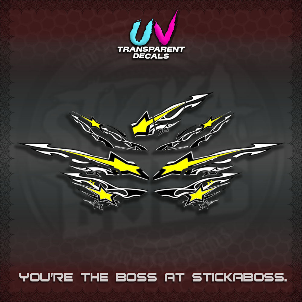 AEROX  V3 INDO UV TRANSPARENT DECALS(0005 RISING STAR)STICKER DECALS By STICKABOSS