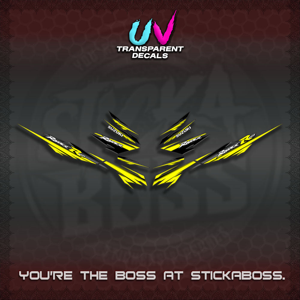 【PREMIUM UV PRINT】TRANSPARENT RAIDER 150 FI SATRIA  DECALS (MINIMALIST 0016 DESIGN)By STICKABOSS