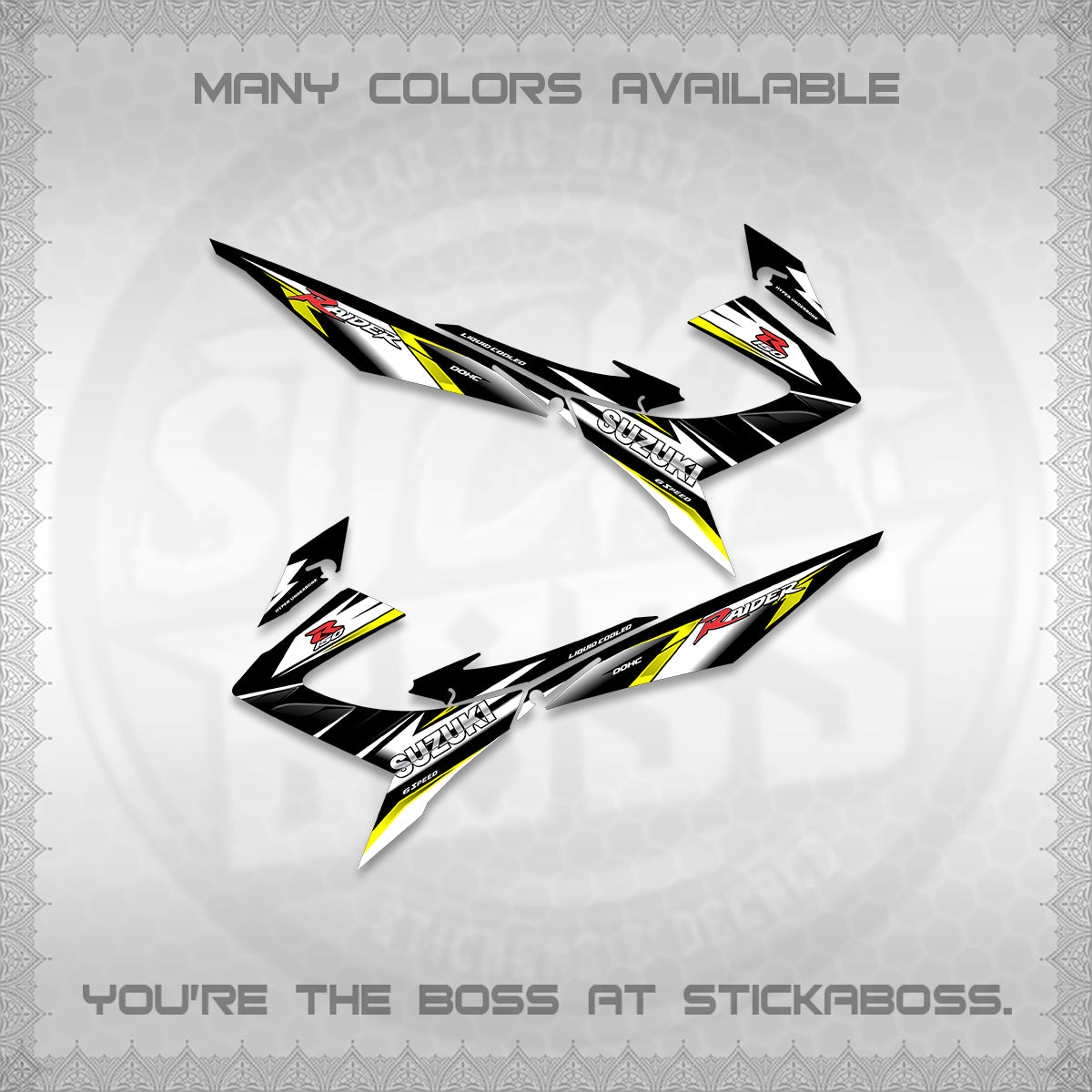 RAIDER 150 REBORN CARB DECALS (S-1 RACING) STICKER DECALS BY STICKABOSS
