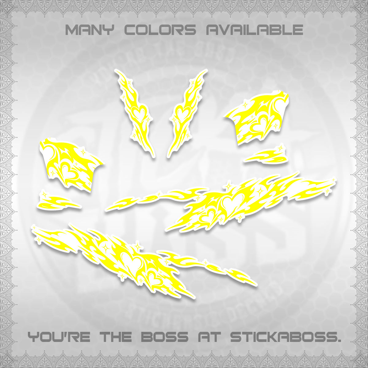 CLICK 125 V2 FOR WHITE DECALS (2026 TRIBAL HEART DESIGN) STICKER KITS BY STICKABOSS