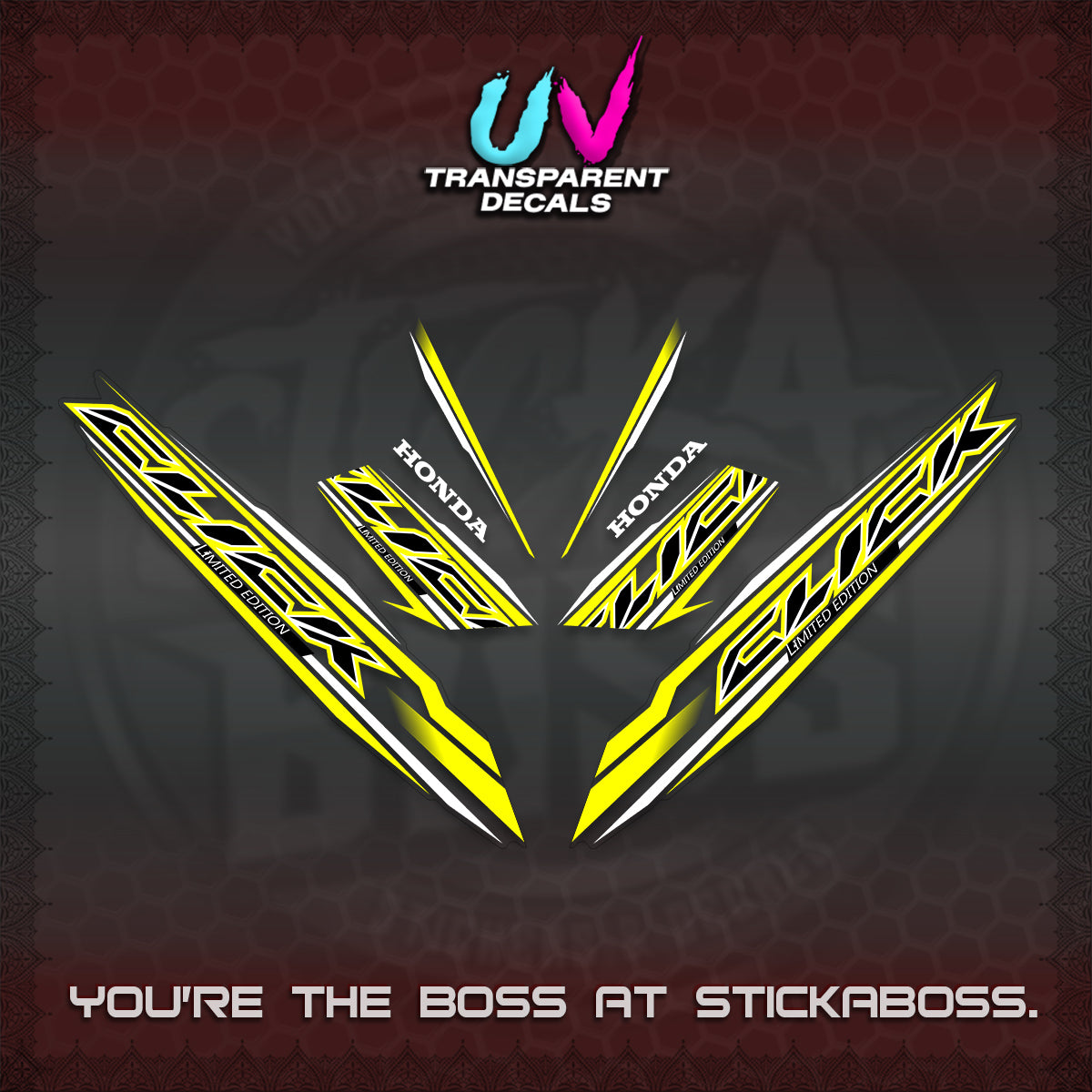 CLICK 125 V3 INDO UV TRANSPARENT DECALS (2024 SV 13-A2 STYLE) STICKER KITS By STICKABOSS