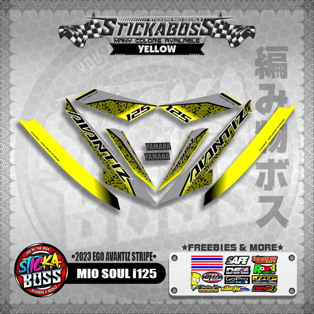 MIO SOUL I 125 STICKER DECALS ( 2023 EGO AVANTIZ STRIPE )【WITH FREEBIES】
