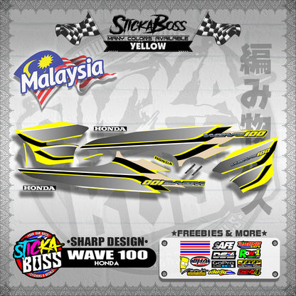 HONDA WAVE 100 MALAYSIAN DECALS ( SHARP DESIGN )【WITH FREEBIES】