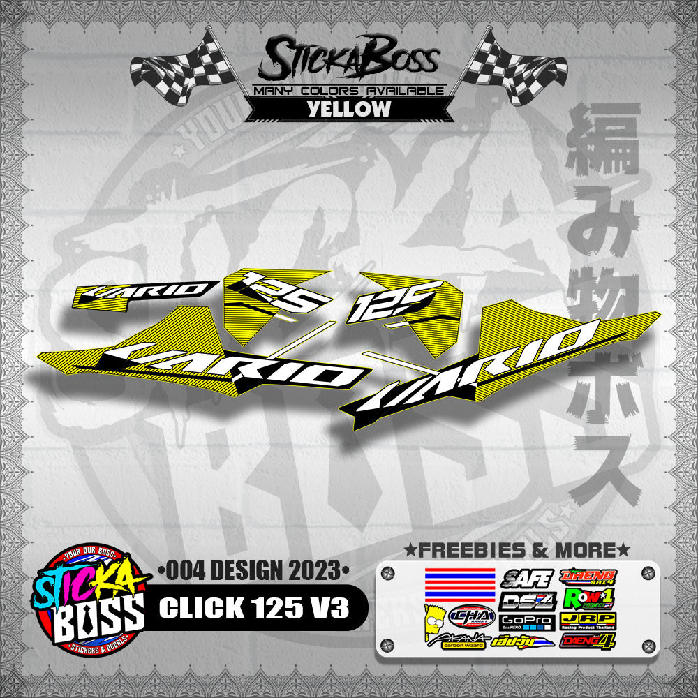 CLICK 125 V3 STOCK DECALS ( 004 DESIGN 2023 ) VARIO【WITH FREEBIES】