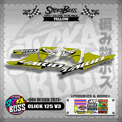 CLICK 125 V3 STOCK DECALS ( 004 DESIGN 2023 ) VARIO【WITH FREEBIES】