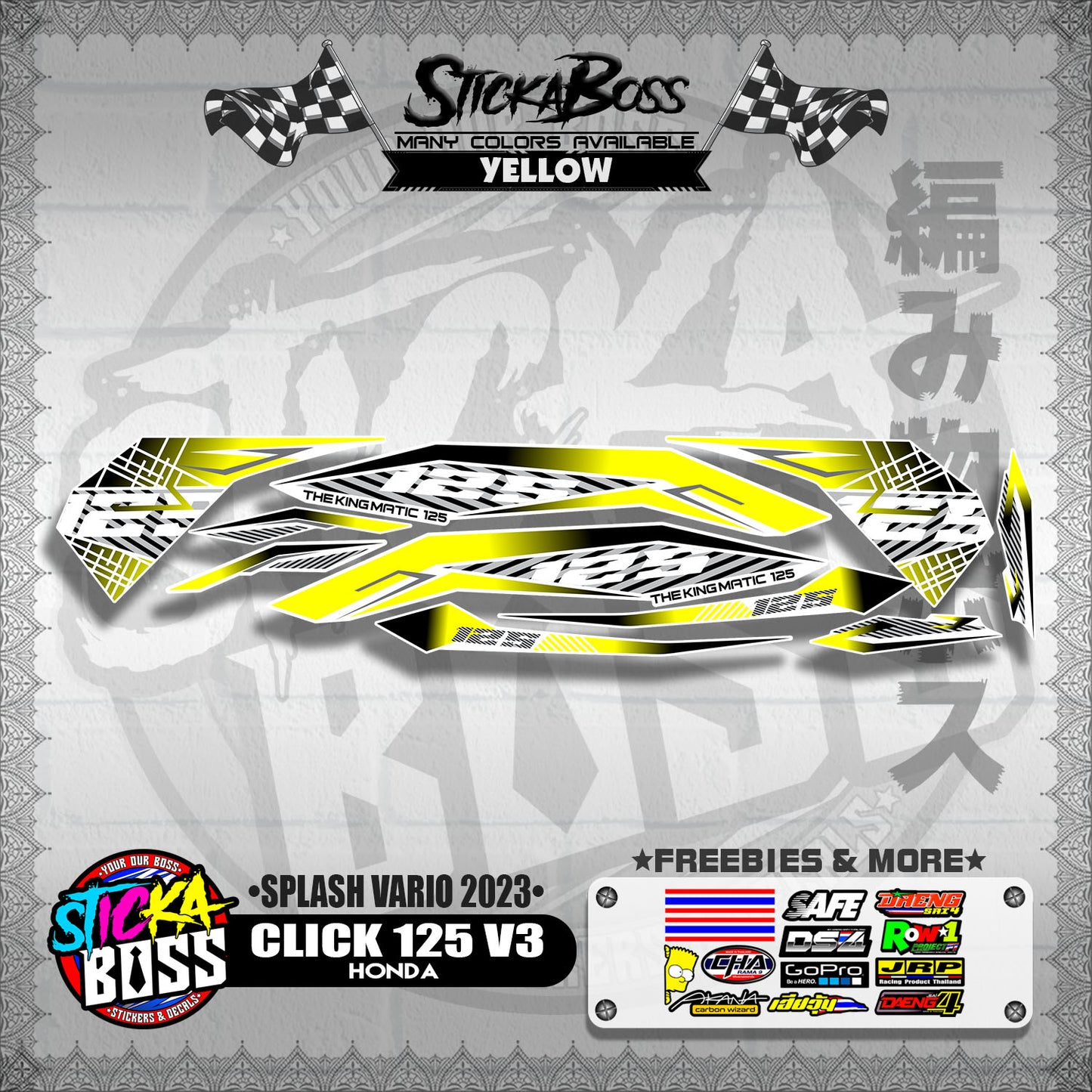 CLICK 125 V3 STOCK DECALS ( SPLASH VARIO 2023 )【WITH FREEBIES】