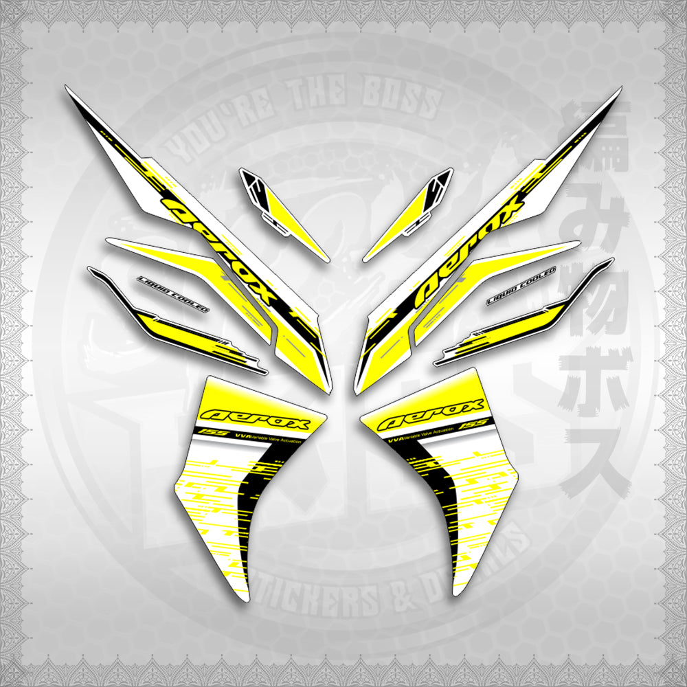 STICKER DECALS for AEROX V3 ALPHA TURBO INDO FOR WHITE (AV3NESTEDMA) By STICKABOSS (SOFIE LAMINATED WATERPROOF)