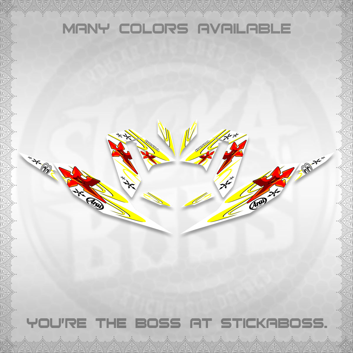 CLICK 125 V4 FOR WHITE DECALS (2026 ARAI STAR RACING DESIGN) STICKER DECALS By STICKABOSS