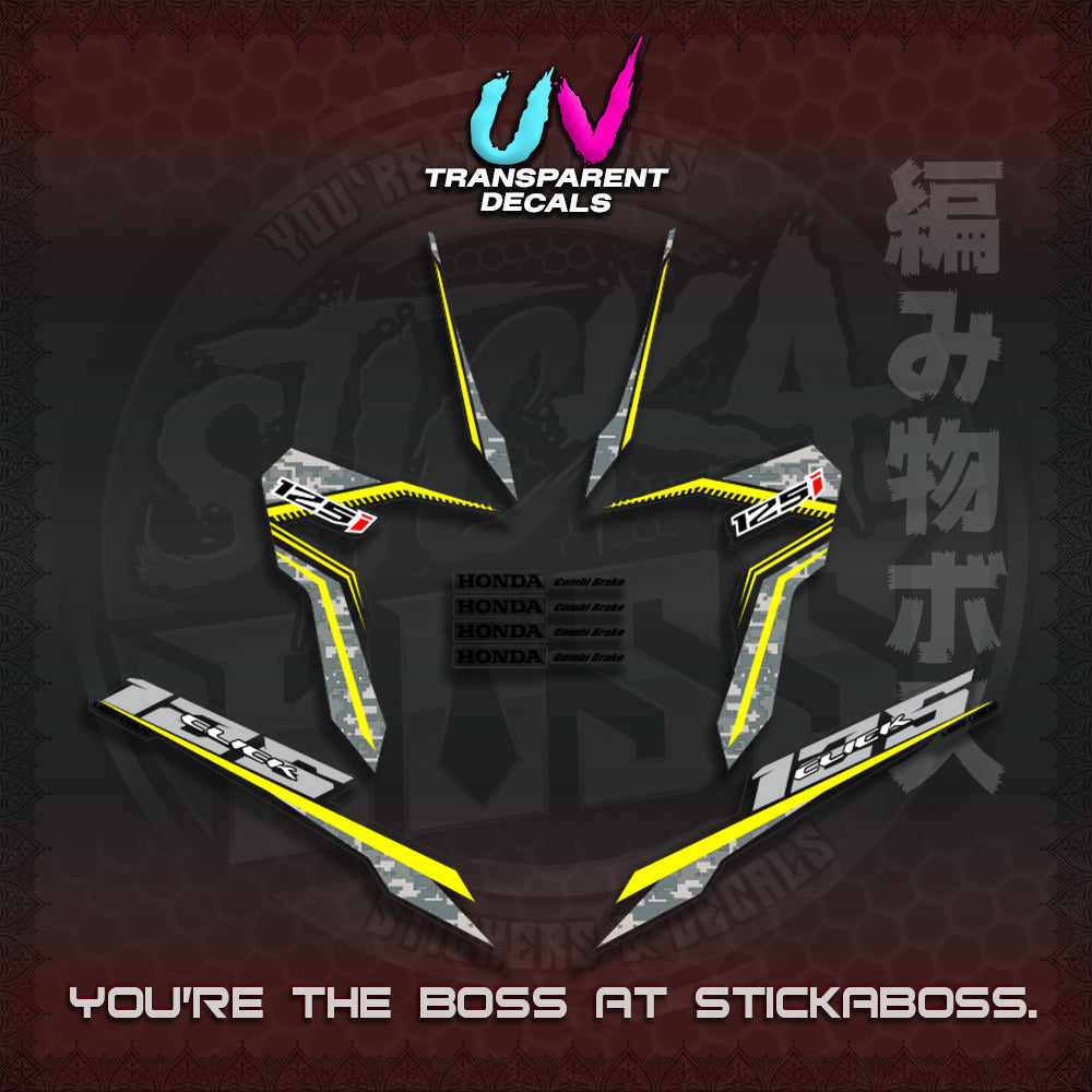 【PREMIUM UV PRINT】CLICK 125 V3 VIETNAM CONCEPT ( TRANSPARENT BARCODE STYLE ) STICKER DECALS By STICKABOSS