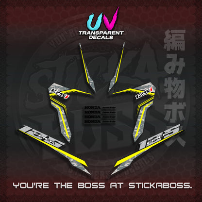 【PREMIUM UV PRINT】CLICK 125 V3 VIETNAM CONCEPT ( TRANSPARENT BARCODE STYLE ) STICKER DECALS By STICKABOSS